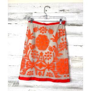 Etcetera Womens 4 Orange Beige Velvet Pencil Mini Skirt Boho Summer NEW Casual